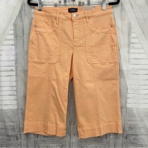 NYDJ Size 8P 8 Petite Melon Orange Crop Capri Denim Jeans Mid Rise 17.5" Inseam